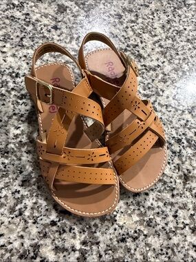 Rachel Shoes Tan Strappy Kids Sandals with Buckle